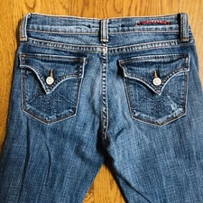 VIGOSS Juniors Stretch Jeans Medium Wash P1605J Flap Pockets Size 1 29” Inseam