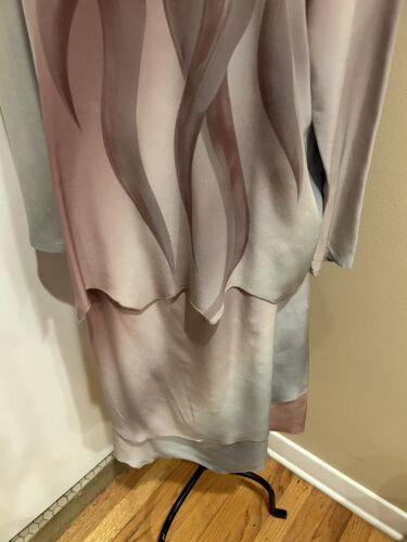 Vintage Yolanda Lorente Grey and Brown Silk Floral Skirt set Sz L - Picture 3 of 10