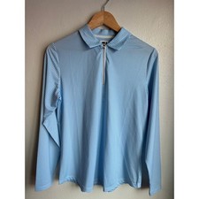 FootJoy Womens Houndstooth Print Golf Polo Shirt Long Sleeve M Moisture Wicking