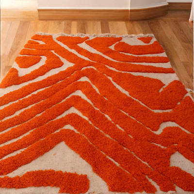 Moroccan BerbeWool Rug Abstract Rug Color Orange Berber Carpet Handmade Area Rug