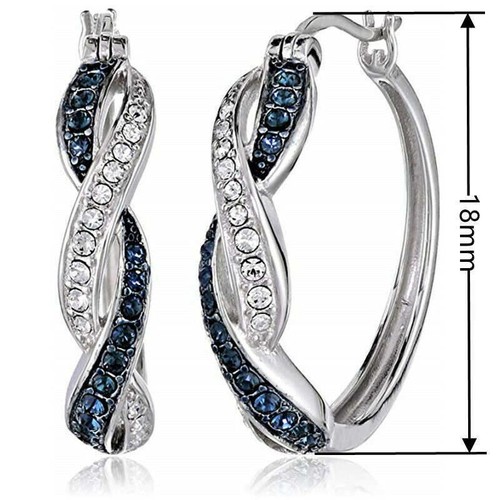 For A Pair/set 925 Hoop Jewelry Sapphire Fashion Earring Women Blue Silver - Picture 2 of 2