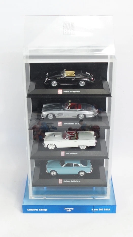 Minichamps 1:43 - Sammlung 4 PKW Auto Bild Edition 2004 Jahrgang 1954 in Vitrine