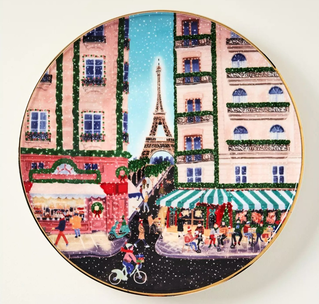 Anthropologie Holiday In The City Dessert Plate Paris 2025 Stoneware New 8.25"