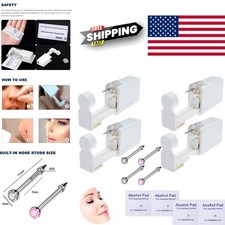 Self Piercing Nose Gun Kit 4 Pack White and Pink Easy Operation for Home Use