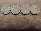 T2: Lot of 4, .800 Silver Canada Half Dollars. George VI. '41 '43' '44 & 1950