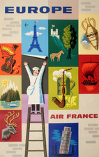 Europe Air France Travel Poster Print