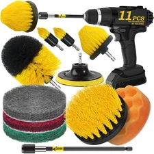 Holikme 11 Piece Drill Brush Attachment Set Scouring Pads Power Scrubber Brus...