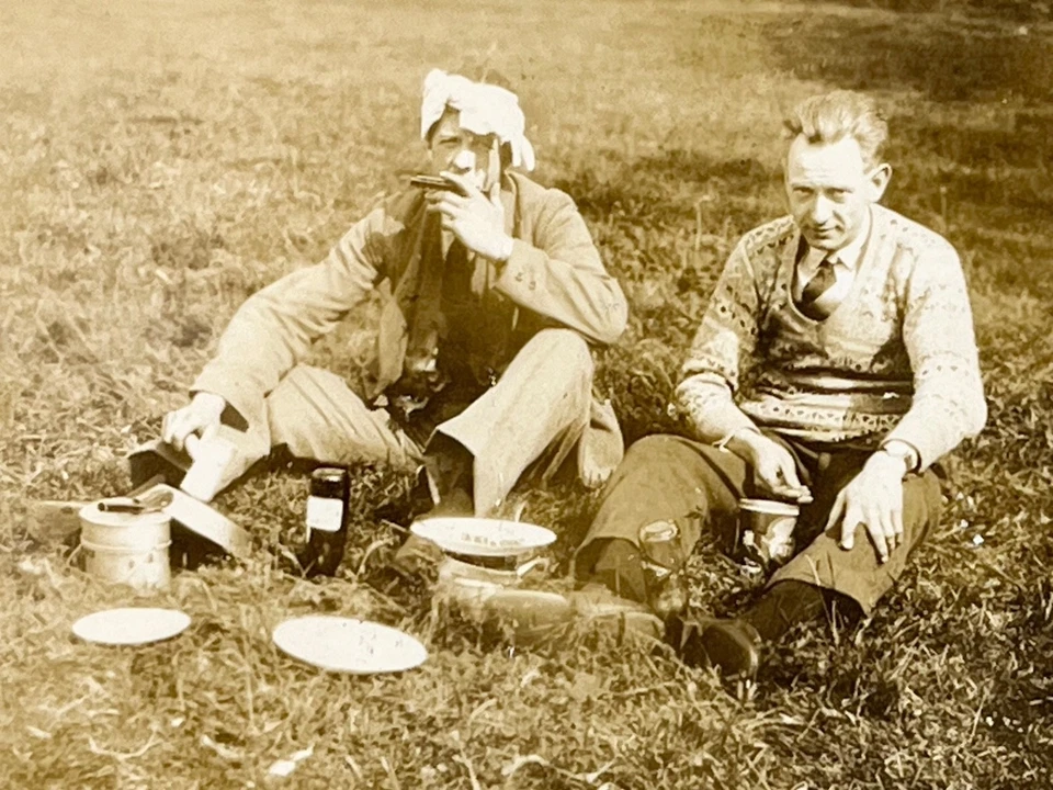 1930s Two Men at Loch Leven Scotland Playing Harmonica Vintage Snapshot Photo - Image 2 of 4