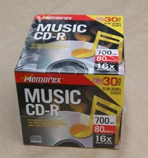 Unopened Memorex MUSIC CD-R 30-Pack, 700 MB, 80 Min, 16X, with Slim Jewel Cases