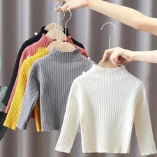 High Neck Baby Sweaters Autumn Winter Kids Boys Girls Long Sleeve Pure Color Kni