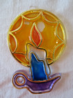 Vintage Lot of 3 Christmas Suncatcher Ornaments Flat Plastic Stain Glass Look — photo 7