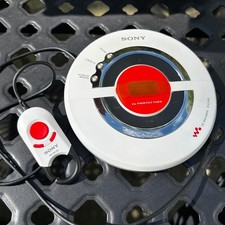 Sony CD Walkman D-EJ100 White Red Portable Player G-Protection RM-MC26 Remote