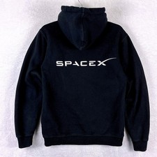 SpaceX Hoodie Mens S Black Double Sided Fleece Space Starship Tesla Starlink
