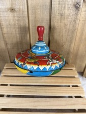 Vintage Child s Kids Tin Litho Toy Top Ohio Art Cowboys Cowgirls Works