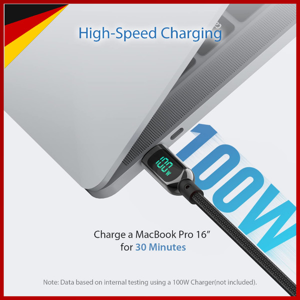 Usb C Auf Usb C Kabel 100W Pd Schnellladekabel 3M Nylongeflecht Schwarz 2Er Pack-image