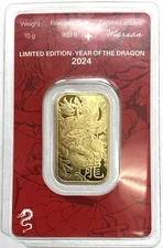2024 GOLD SWITZERLAND ARGOR HERAEUS 10 GRAMS 999.9 FINE DRAGON SEALED BAR