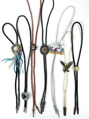 Lot of 7 Authentic Western Bolo Ties Mixed Assorted Designs Reseller Lot