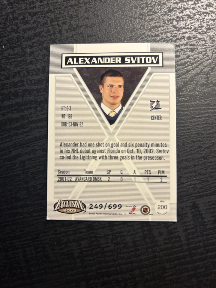 2002-03 Pacific Exclusive - Alexander Svitov #200 Blue /699 (RC) - Image 2 of 2