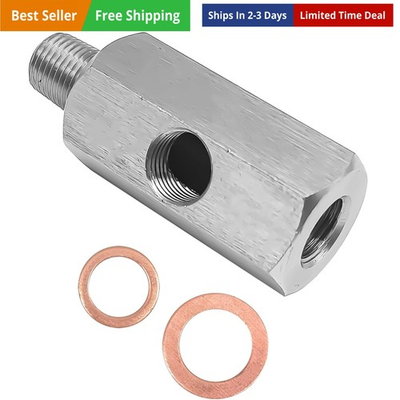 #ad #ad Stainless Steel Oil Pressure Sensor Adapter With 1 8 NPT tee Oil Pressure Ga... $15.97