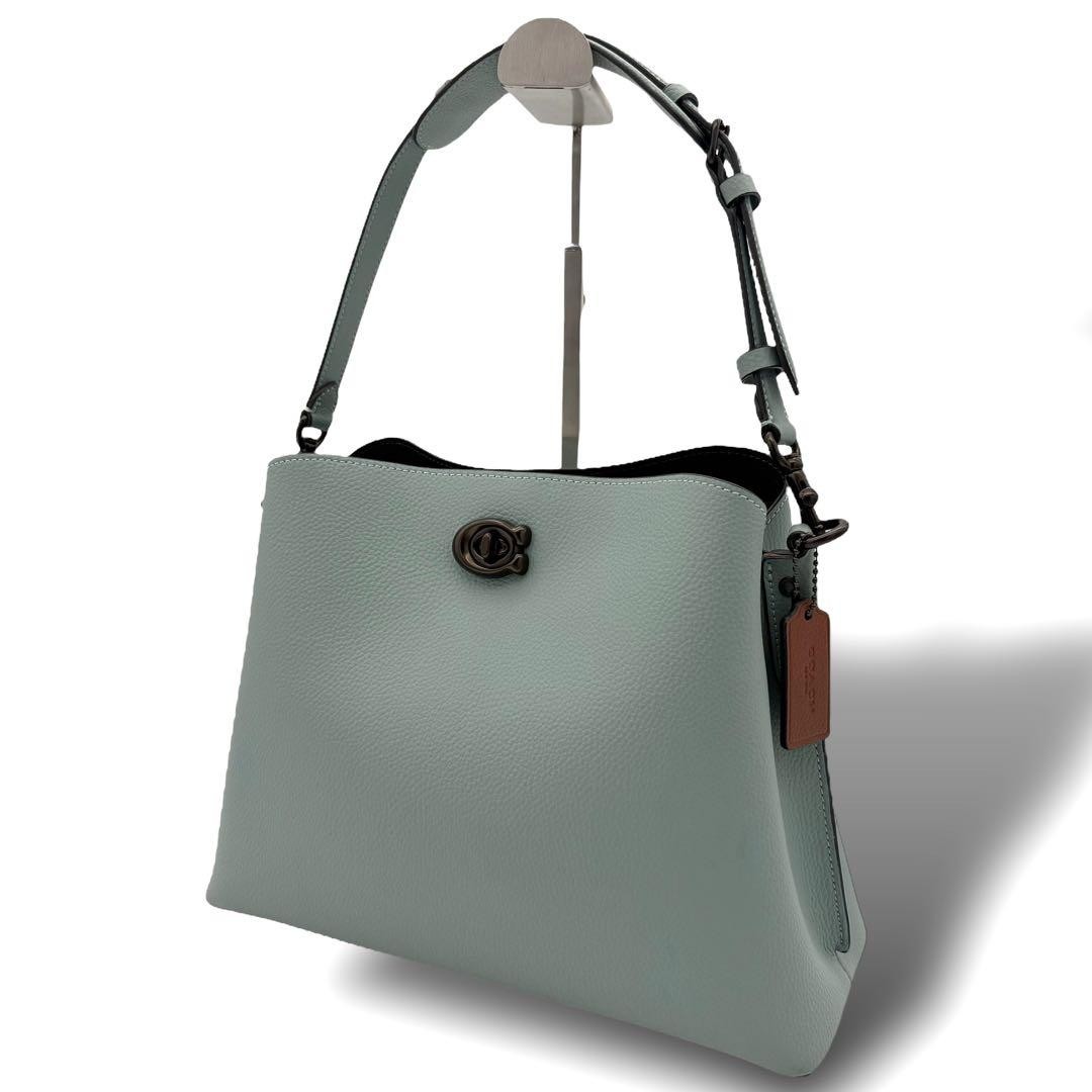 Coach Willow Leather Bucket Bag in Light Blue - One Shoulder Design