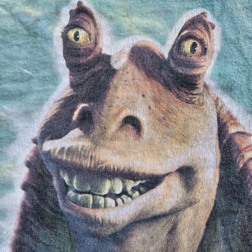Vintage 90s Liquid Blue Jar Jar Binks Star Wars Phantom Menace Tie Dye T-Shirt XL - Bild 11 von 12