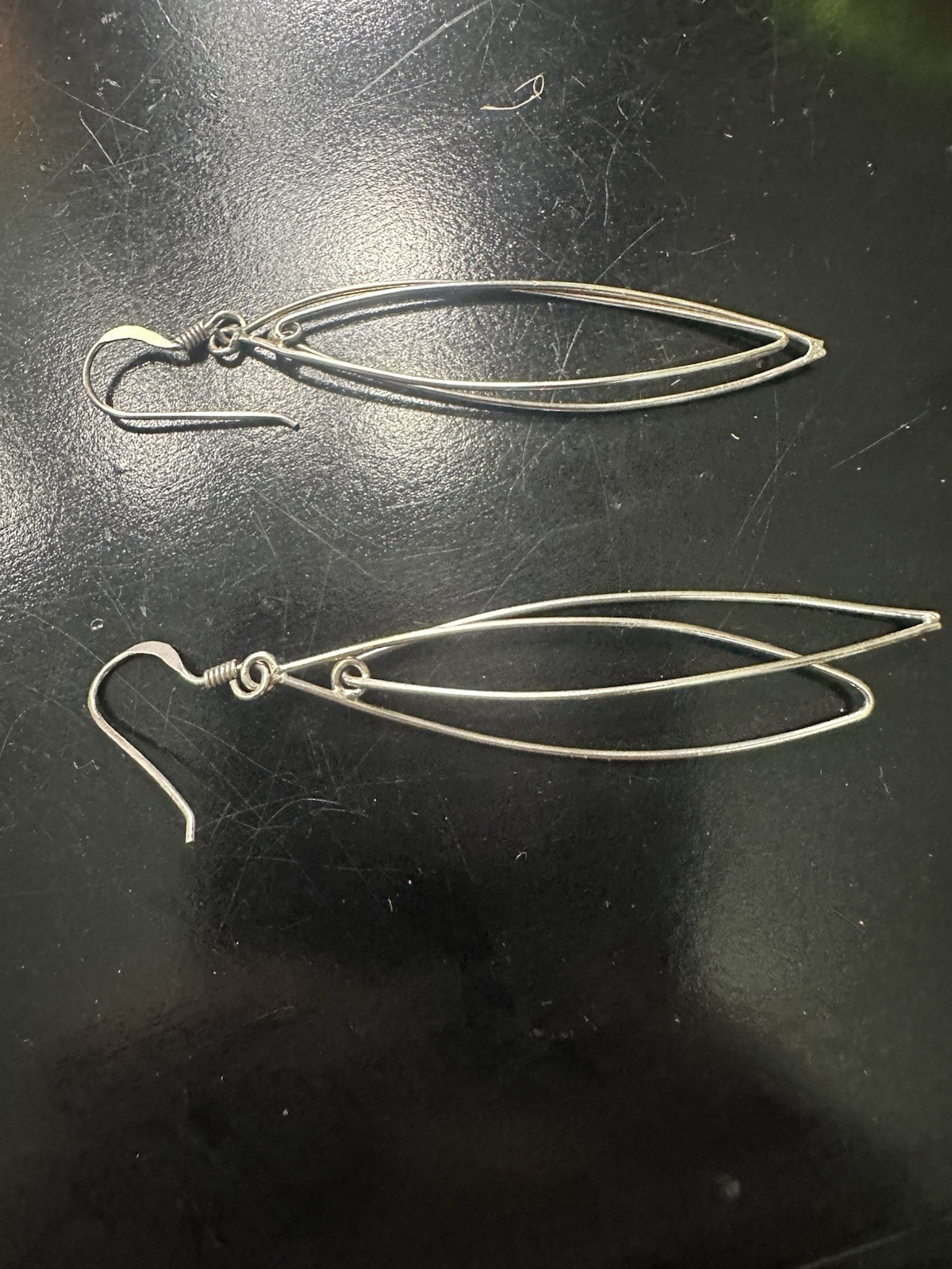 Delicate Double-Leaf Drop Earrings - Silver 925 s… - image 1