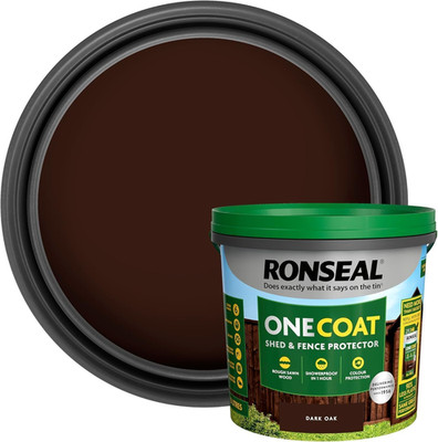 Ronseal Einschicht-Schuppen- & Zaunschutz | Dark Oak 5L Wannen | lackierbar oder sprühbar