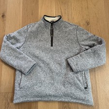 Orvis 1/4 Zip Fleece Pullover Mens XXL Heather Gray Sherpa Lined Sweater