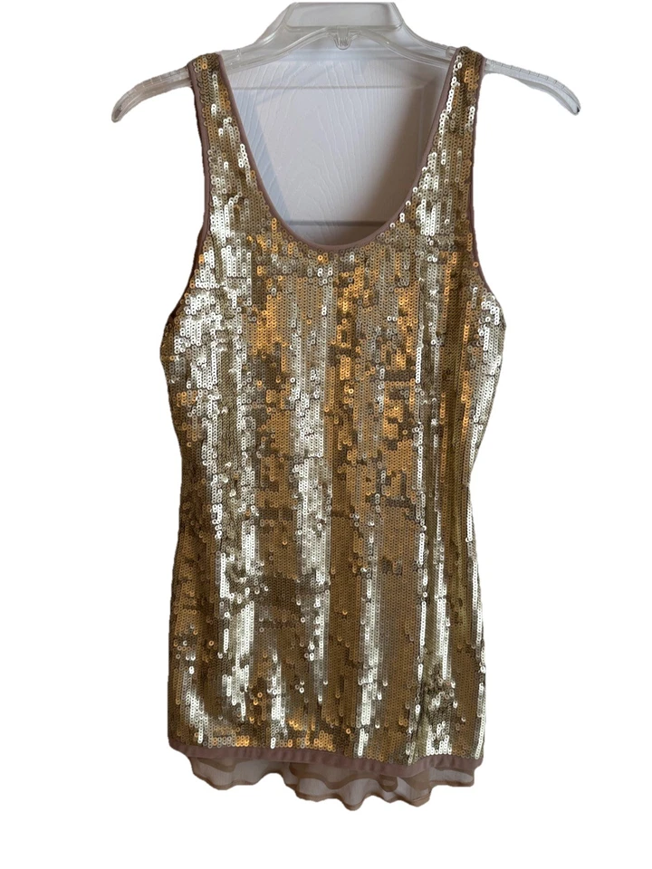 Camiseta sin mangas TRINA TURK ORO MEDIO SIN MANGAS CUELLO REDONDO LENTEJUELAS Foto 3 de 4