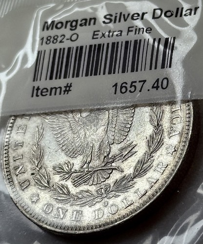 1882-O Morgan Silver Dollar – XF Extra Fine – New Orleans Mint –Sealed Littleton - Picture 6 of 11