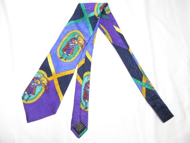 Gianni Versace 39MM8852 Silk Tie Purple Dark Blue Pattern Mens Necktie thumbnail 3