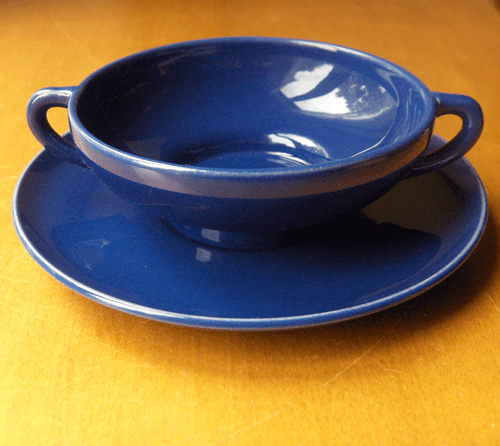 Franziskaner El Patio Ball Cremesuppen Set~mexikanisch blau glänzend~#264~Vintage 30er Jahre - Bild 1 von 5