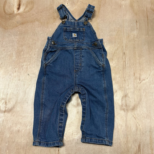 Carhartt Overalls Size 12 Months Baby Boy Blue Denim Jean Toddler Youth Vintage - Picture 1 of 10