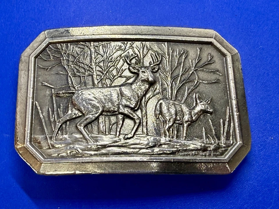 Пряжка для ремня The Great American 1974 сцена охоты на оленей лосей и оленей - Изображение 3 из 4
