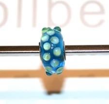 TROLLBEADS OOAK One of a Kind Unique LAA 925S Bead Turquoise with Green Dots New