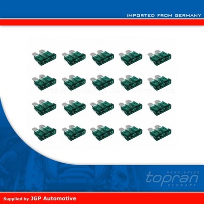 Standard Flat Blade 30A Amp Green Fuses Pack of 10 - VW Audi Seat Skoda and More