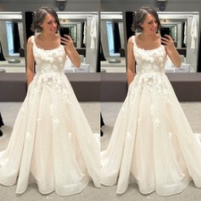 Elegant Wedding Dresses Lace Short Sleeves High Neck A Line Satin Bridal Gowns