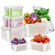 TBMax 4-Pack Large Fruit Storage Containers for Fridge, Produce Saver & Organize