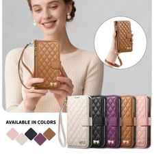 For Samsung Galaxy S26 Ultra S25 S24 S23 S22 PU Leather Strap Zipper Wallet Case