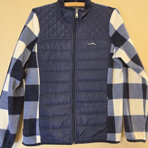 Ralph Lauren Active Hybrid Puffer Jacket Fleece Gingham Plaid Puffer Women’s M - Picture 2 of 9