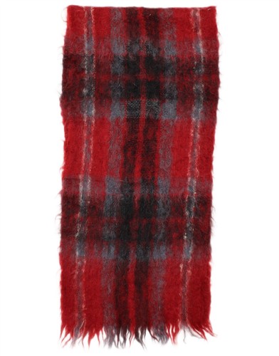 VINTAGE Damen Strick Rechteck Schal Einheitsgröße rot kariert Schurwolle Winter O001 - Bild 1 von 3