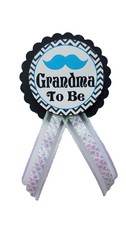 Grandma to Be Pin, Blue, Black, Mustache, Baby Shower, Its a Boy, Gender Reveal