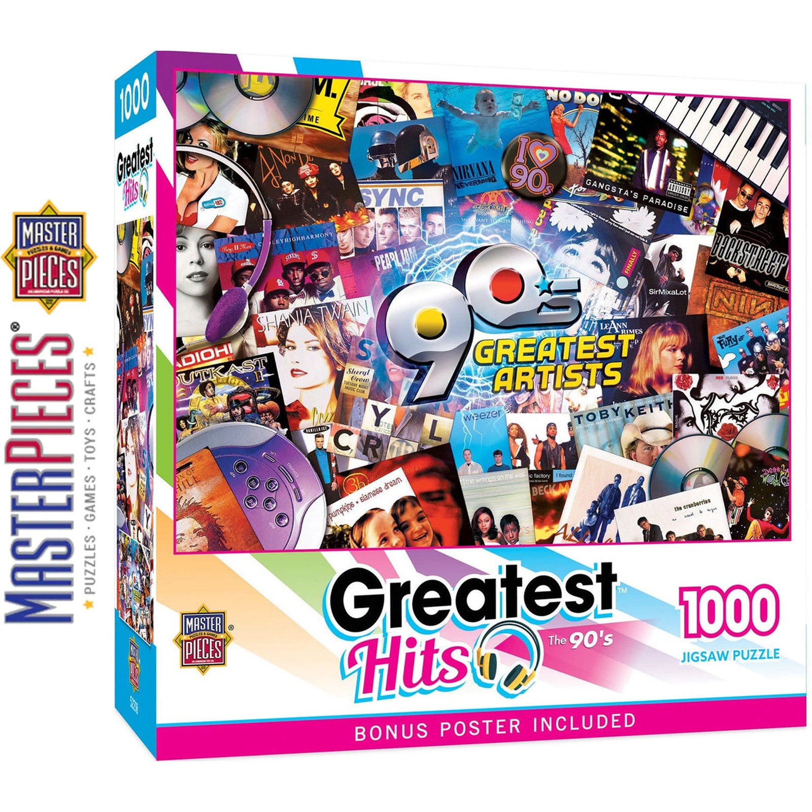 Greatest Hits 90's 1000pc Masterpieces Jigsaw Puzzle Random Cut Deluxe 72307
