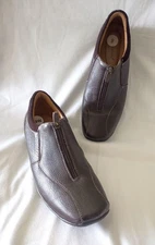 Naturalizer Fever Brown Leather Loafers Size 9W Zip Up Comfort Shoes