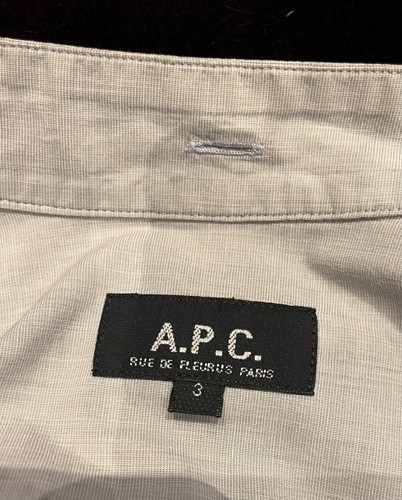 A.P.C. Collarless Light Grey Cotton Shirt Size 3 (L) - Picture 2 of 5