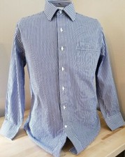 Tommy Bahama Mens 16/32-33 Blue Striped Dress Shirt L/S Button Cotton