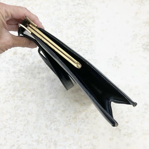 PLS READ Vintage Triomphe Denmark Black Handbag Purse Gold Mid Century 50s 60s - Picture 8 of 13