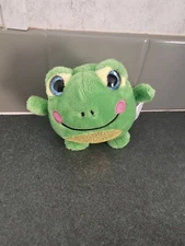 Green Frog Toy Soft Frog Plush Blue Eyes  4"