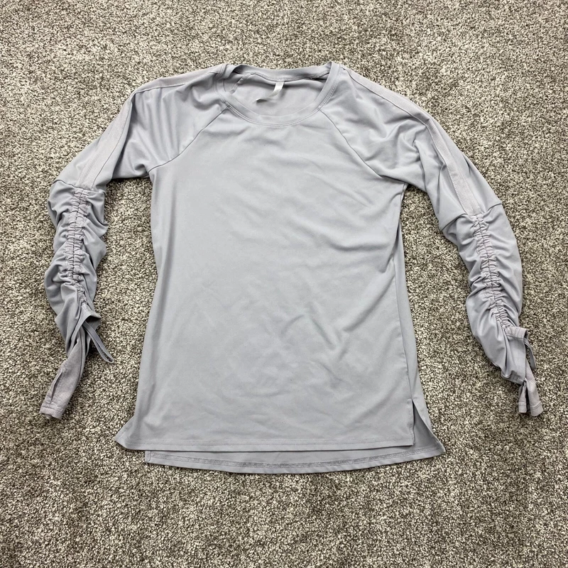 fabletics ruffle scrunchy performance athletic stretch cheerlead shirt