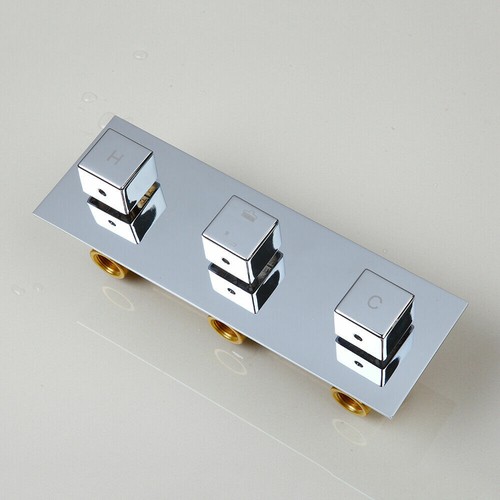 8"LED Rainfall Shower Faucet Set Square Head Mixer 6 Body Sprays System Jets Tap - Picture 9 of 10